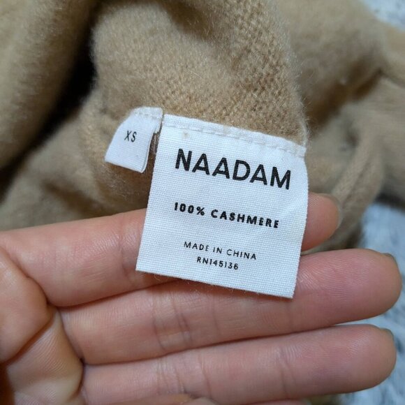 Naadam 100% Cashmere Boatneck Sweater Lightweight Cropped Tan Brown XS - Picture 5 of 9
